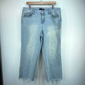 1822 Denim‎ Light Blue Wash Raw Hem Cropped Jeans Womens Plus 16